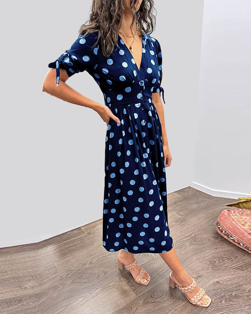 Polka Dot Midi Dress With Flattering A Line Fit for Women™ – Zeitlose Eleganz für jeden Anlass