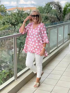 Women's Polka Dot V-Neck Blouse Relaxed Fit Lightweight Casual Summer Top™ – Spielerischer Komfort für sonnige Tage