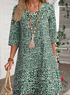 Relaxed Spring Printed V-Neck Midi Dress™ – Entspannte Eleganz für jeden Tag