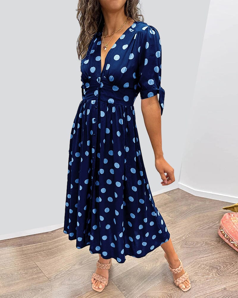 Polka Dot Midi Dress With Flattering A Line Fit for Women™ – Zeitlose Eleganz für jeden Anlass