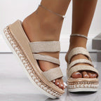 Women's Strappy Platform Sandals with Adjustable Buckle and Cushioned Sole™ – Stilvolle Höhe mit ganztägigem Komfort