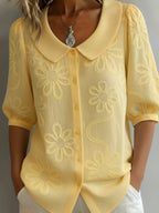 Women's Floral Blouse Loose Fit V Neck Sleeve Casual Top™ – Mühelose Eleganz für jeden Tag