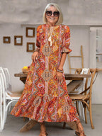 Relaxed Boho Pattern Midi Dress™ – Müheloses Tragen mit Stil