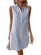 Women's Striped Shirt Dress Sleeveless Casual Summer Mini Dress™ – Zeitloser Komfort für entspannte Sommertage