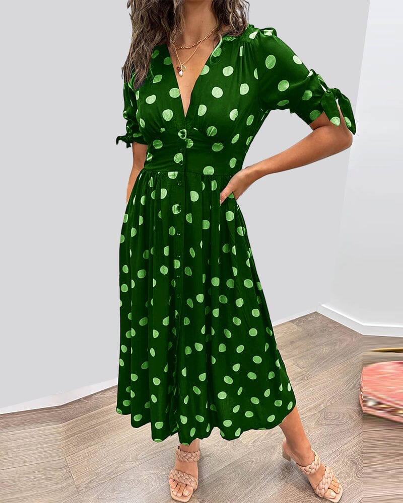 Polka Dot Midi Dress With Flattering A Line Fit for Women™ – Zeitlose Eleganz für jeden Anlass