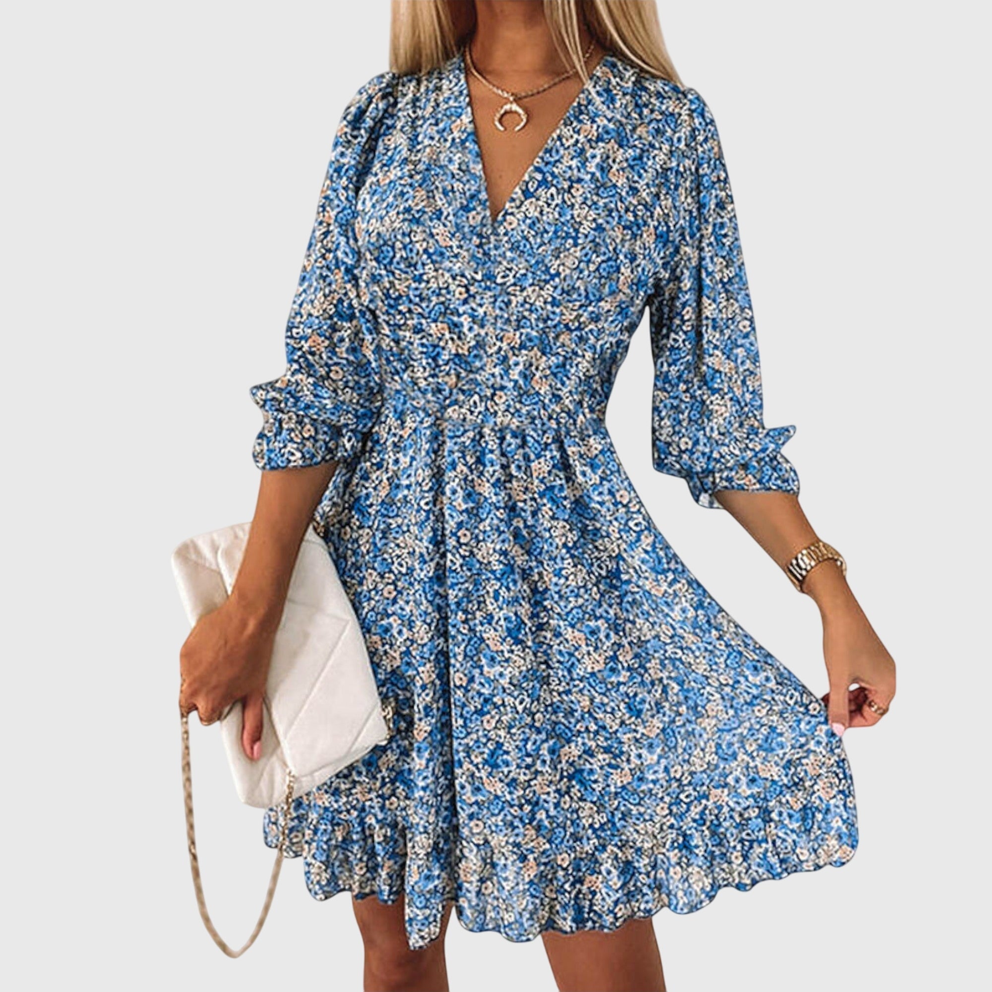 Women's Spring Smocked V-Neck Midi Dress™ – Zeitlose Eleganz für den Frühling