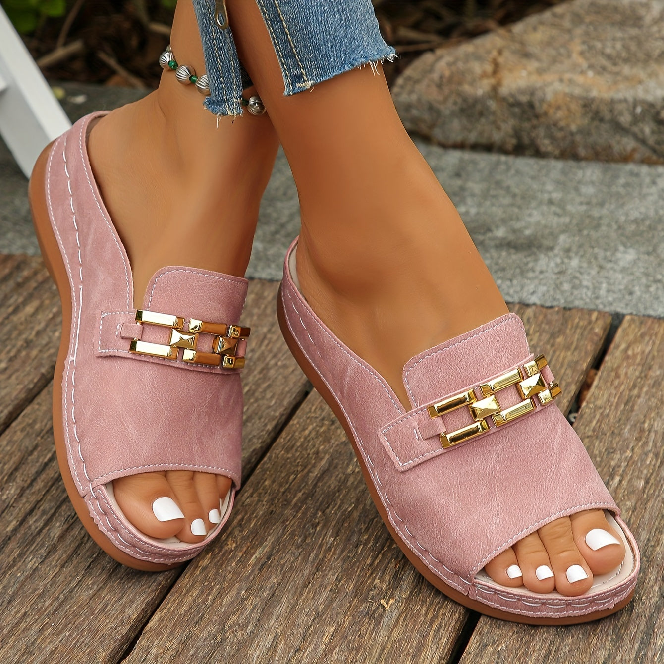Romie | Women's Comfortable Slip-On Wedge Sandals™ – Müheloser Komfort mit stilvoller Eleganz