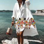 Women's Printed Shirt Style Relaxed Fit Casual Midi Dress™ – Mühelose Eleganz für warme Tage