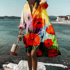 Women's Printed Shirt Style Relaxed Fit Casual Midi Dress™ – Mühelose Eleganz für warme Tage