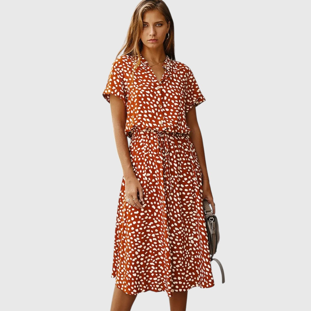 Printed Button-Front Midi Dress™ – Mühelose Eleganz für jeden Tag