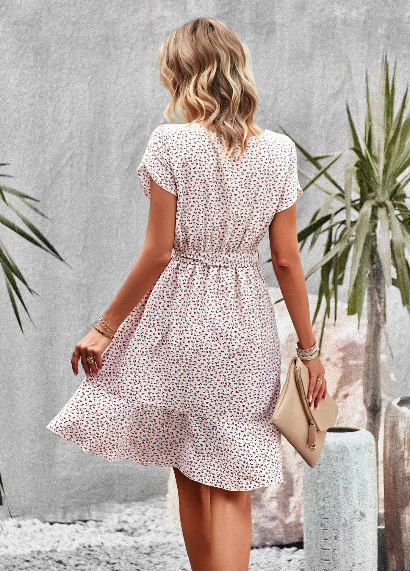 Floral Pleated Dress With Elegant Comfortable Fit for Women™ – Elegante Vielseitigkeit für jeden Anlass