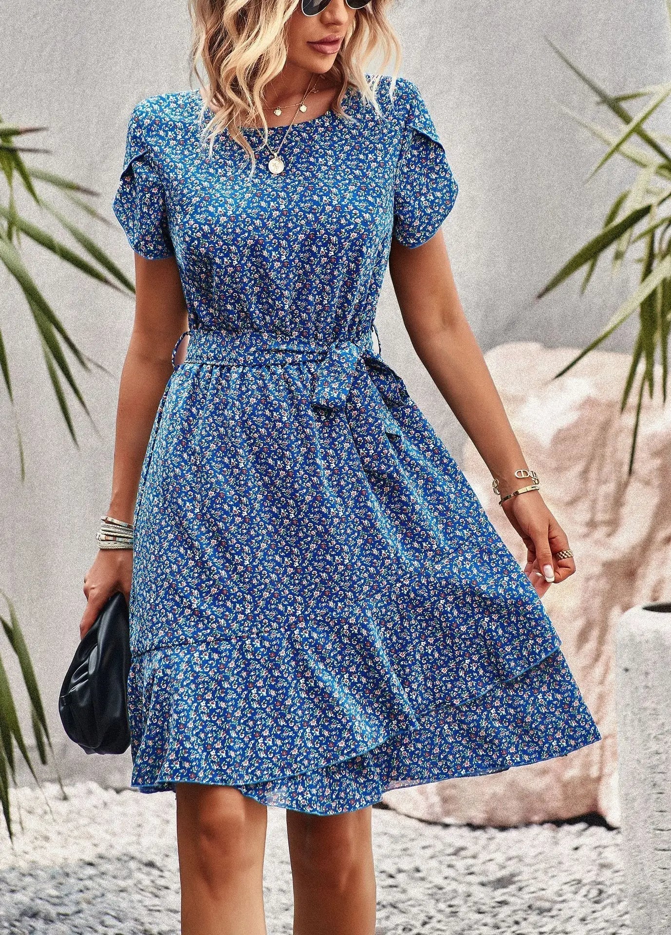 Floral Pleated Dress With Elegant Comfortable Fit for Women™ – Elegante Vielseitigkeit für jeden Anlass