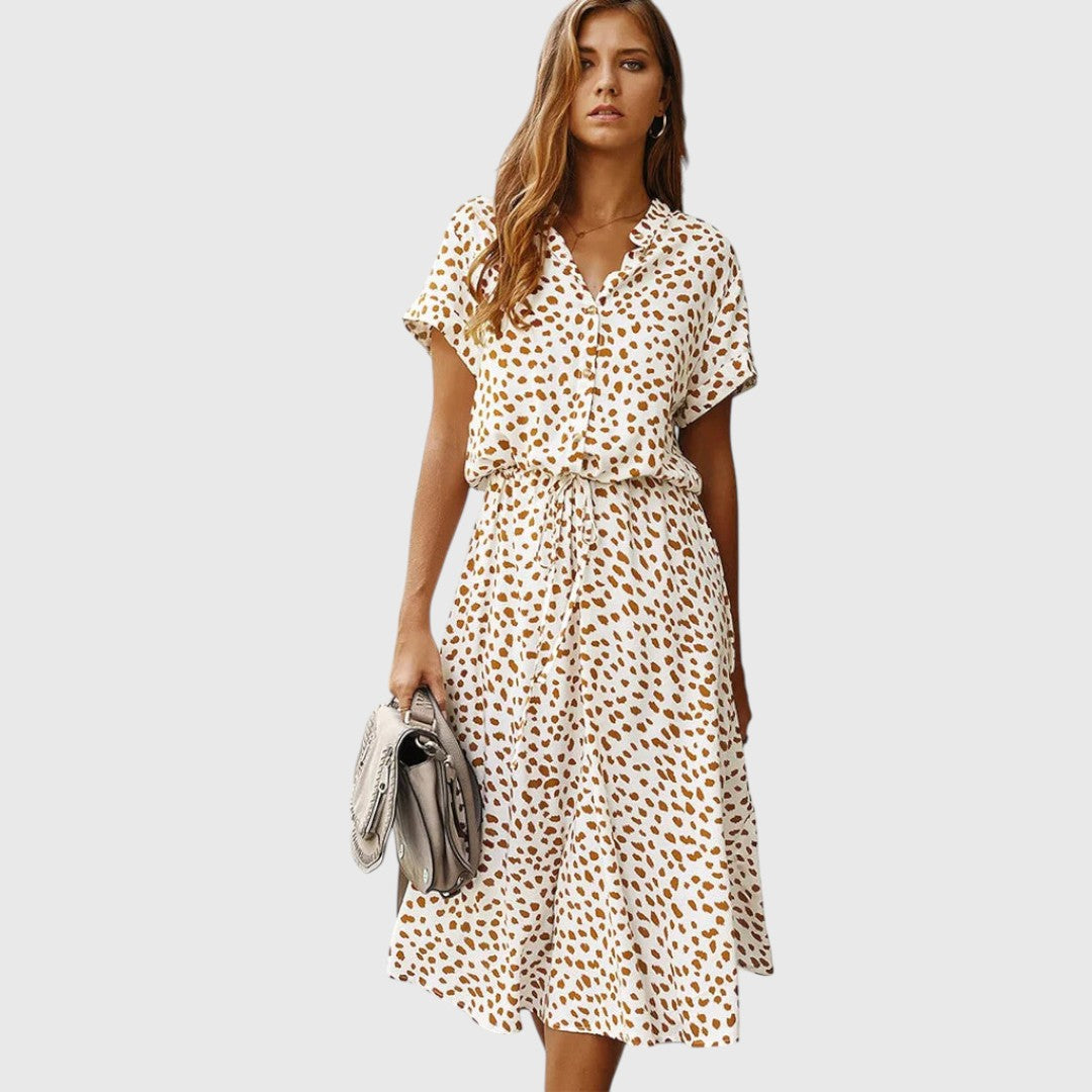 Printed Button-Front Midi Dress™ – Mühelose Eleganz für jeden Tag