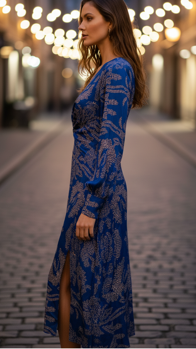 Twist-Front Printed Midi Dress for Everyday Wear™ – Mühelose Eleganz für jeden Tag