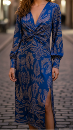 Twist-Front Printed Midi Dress for Everyday Wear™ – Mühelose Eleganz für jeden Tag