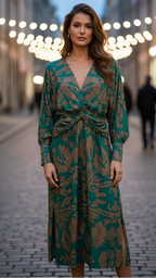 Twist-Front Printed Midi Dress for Everyday Wear™ – Mühelose Eleganz für jeden Tag