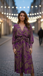 Twist-Front Printed Midi Dress for Everyday Wear™ – Mühelose Eleganz für jeden Tag