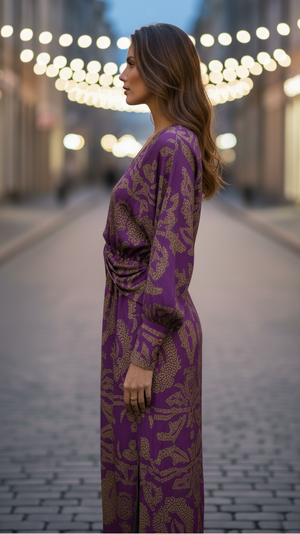 Twist-Front Printed Midi Dress for Everyday Wear™ – Mühelose Eleganz für jeden Tag