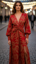 Twist-Front Printed Midi Dress for Everyday Wear™ – Mühelose Eleganz für jeden Tag