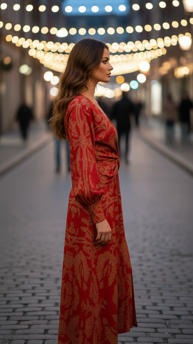 Twist-Front Printed Midi Dress for Everyday Wear™ – Mühelose Eleganz für jeden Tag