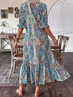Relaxed Boho Pattern Midi Dress™ – Müheloses Tragen mit Stil
