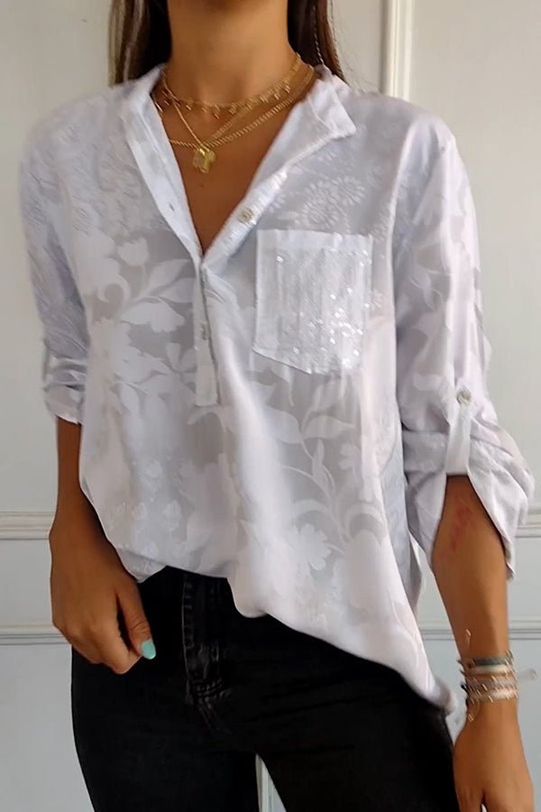 Women's Sequin V Neck Relaxed Fit Casual Party Top™ – Eleganz mit schimmerndem Glanz