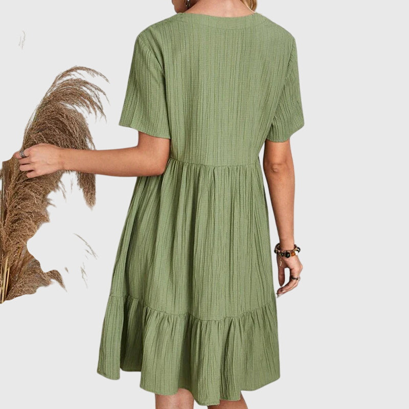 Spring V-Neck Tiered Midi Dress For Women™ – Mühelose Eleganz für Frühlingstage