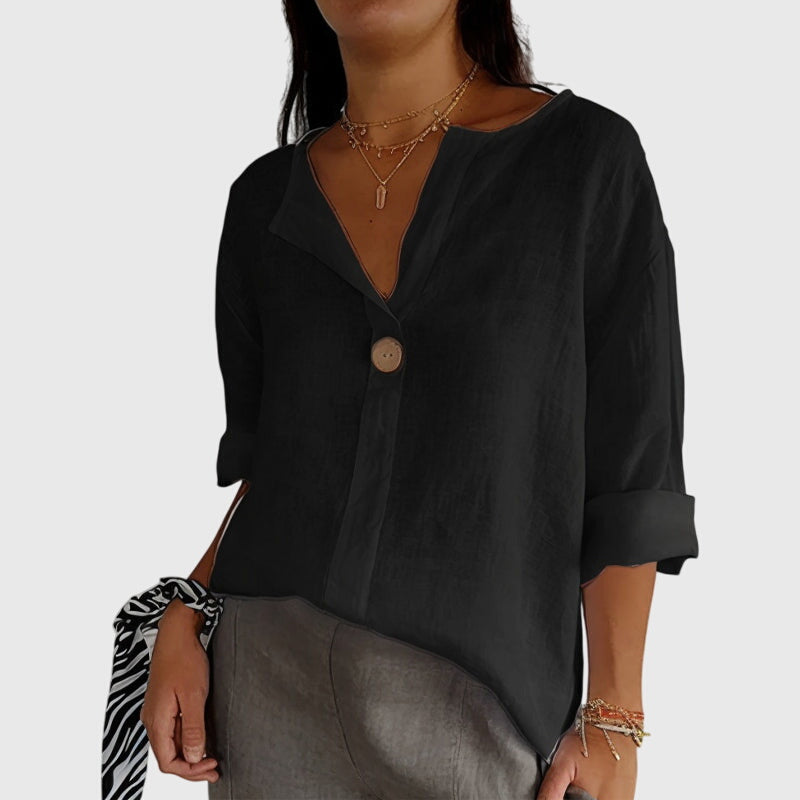 Relaxed Button Front Blouse™ – Mühelose Eleganz für jeden Tag
