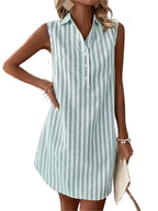 Women's Striped Shirt Dress Sleeveless Casual Summer Mini Dress™ – Zeitloser Komfort für entspannte Sommertage