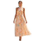 Women's Halter Neck Maxi Dress with Flowing Silhouette and Defined Waist™ – Elegante Raffinesse für besondere Momente
