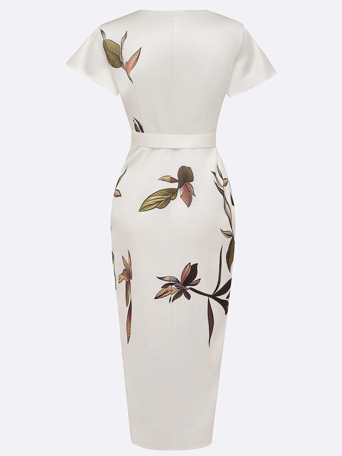 Women's Floral Wrap V Neck Elegant Midi Dress™ – Zeitlose Eleganz für jeden Anlass