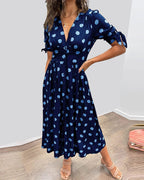 Polka Dot Midi Dress With Flattering A Line Fit for Women™ – Zeitlose Eleganz für jeden Anlass