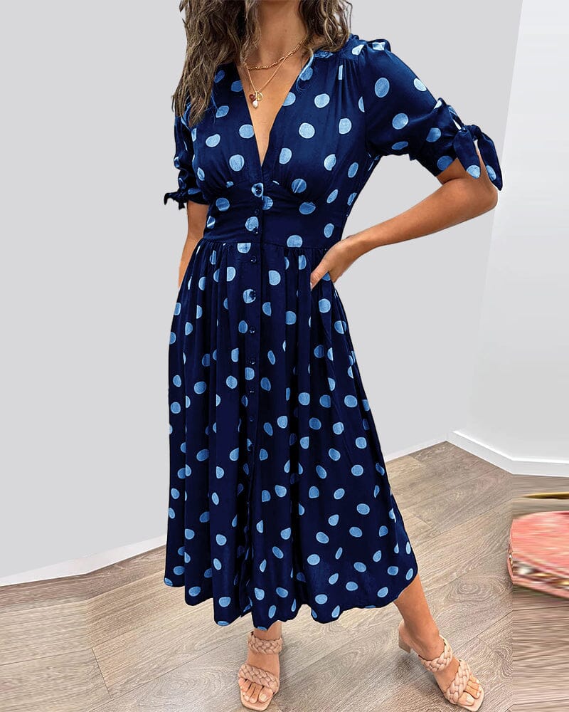 Polka Dot Midi Dress With Flattering A Line Fit for Women™ – Zeitlose Eleganz für jeden Anlass