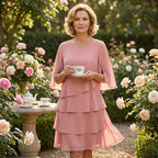 Flowing Layered Ruffle Sleeve Midi Dress for Women™ – Feminine Eleganz mit mühelosem Komfort