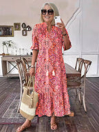 Relaxed Boho Pattern Midi Dress™ – Müheloses Tragen mit Stil