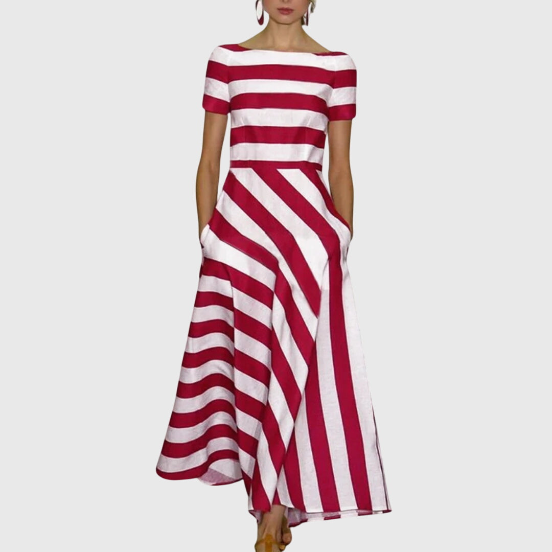 Women's Striped Maxi Dress Short Sleeve™ – Elegante Streifen mit mühelosem Stil