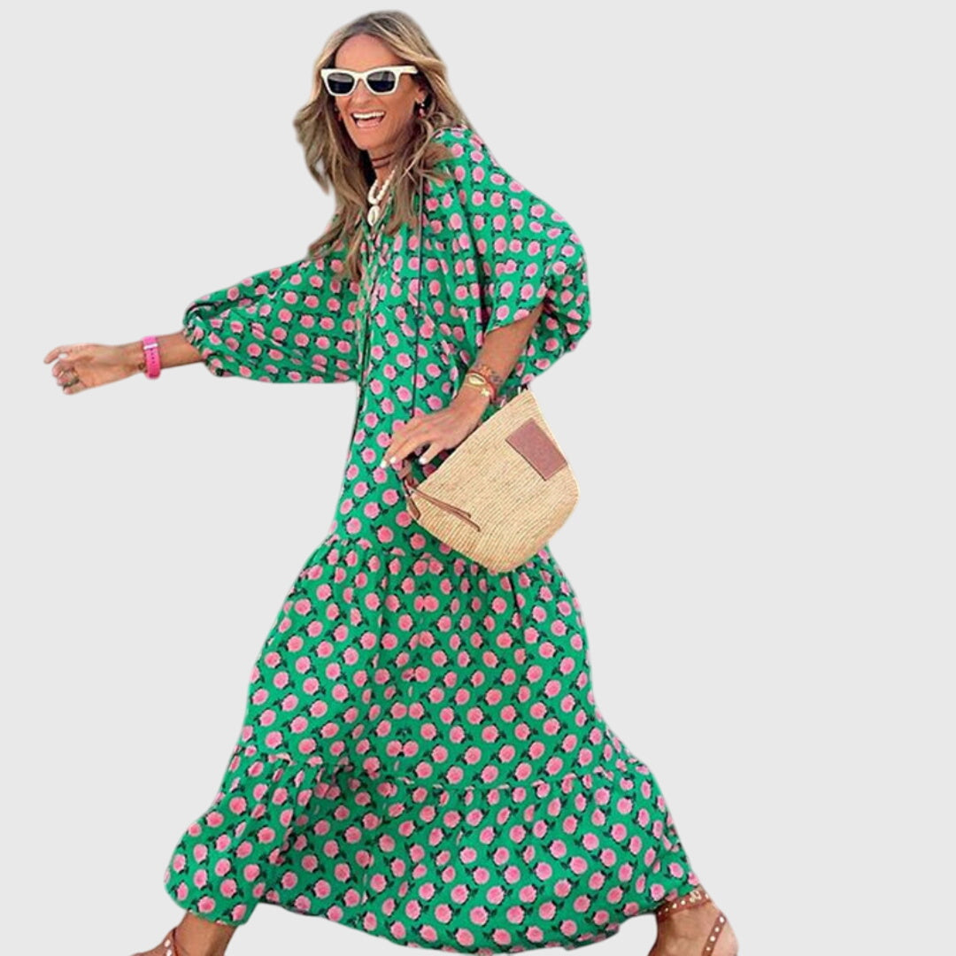 Spring Patterned Maxi Dress For Women™ – Fließender Frühlingskomfort mit zeitloser Eleganz