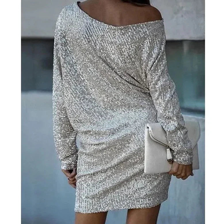 Women's Contrast Sequin Dress for Glamorous Evenings™ – Funkelnde Eleganz für unvergessliche Abende