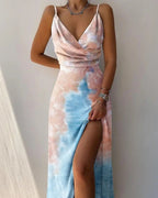 Women's Floral Wrap Style Midi Dress with High Slit™ – Elegante Wickeloptik für feminine Ausstrahlung
