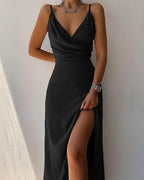 Women's Floral Wrap Style Midi Dress with High Slit™ – Elegante Wickeloptik für feminine Ausstrahlung