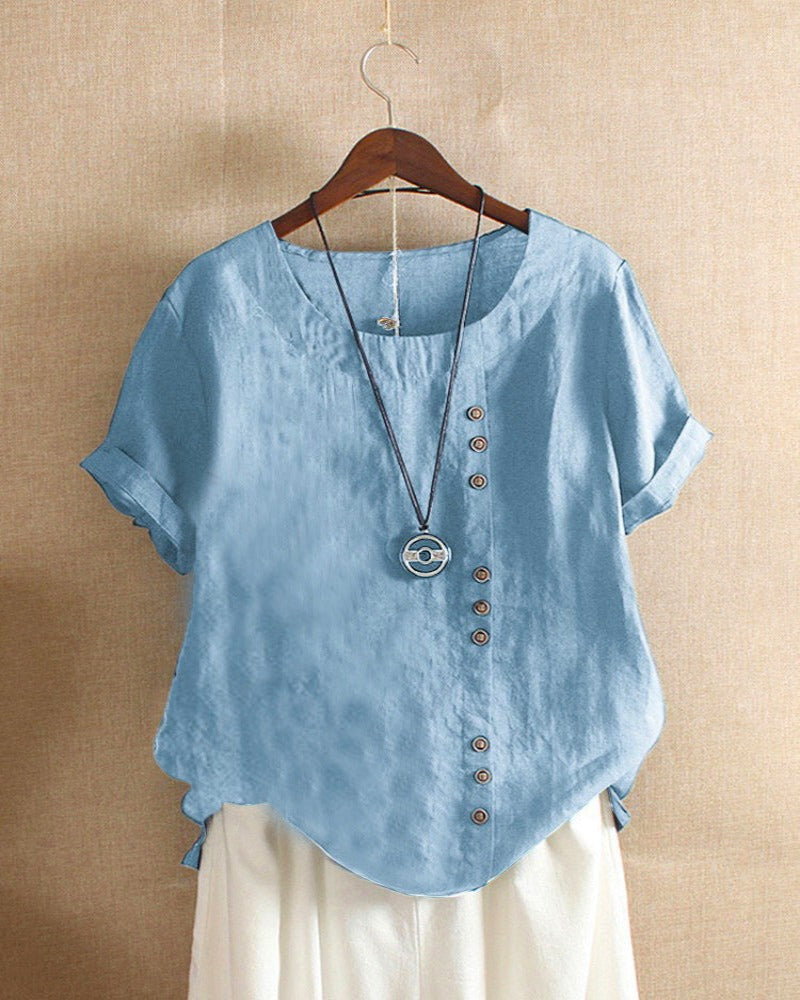 Beatrice | Women's Summer Button Detail Casual Blouse™ – Mühelose Eleganz für warme Tage