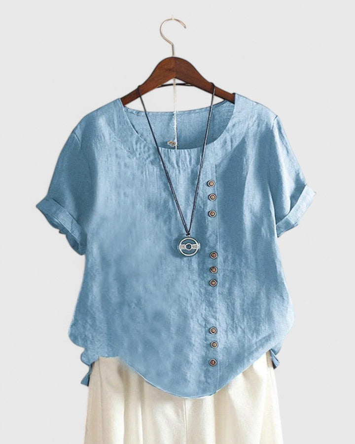 Stylish Asymmetrical Button Blouse™ – Mühelose Eleganz für jeden Tag