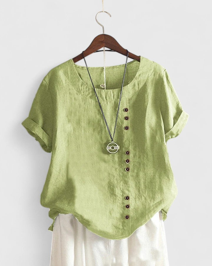 Stylish Asymmetrical Button Blouse™ – Mühelose Eleganz für jeden Tag