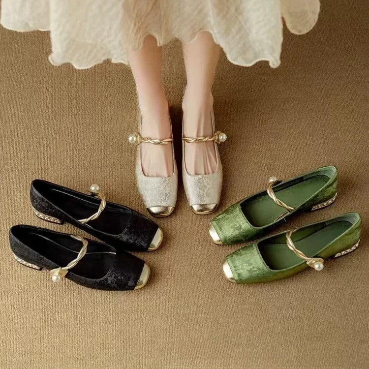 Square-Toe Orthopedic Embellished Flats™ – Elegante Unterstützung für den ganzen Tag