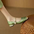 Women's Mary Jane Flats with Pearl Strap and Metallic Toe Cap™ – Zeitlose Eleganz für jeden Anlass