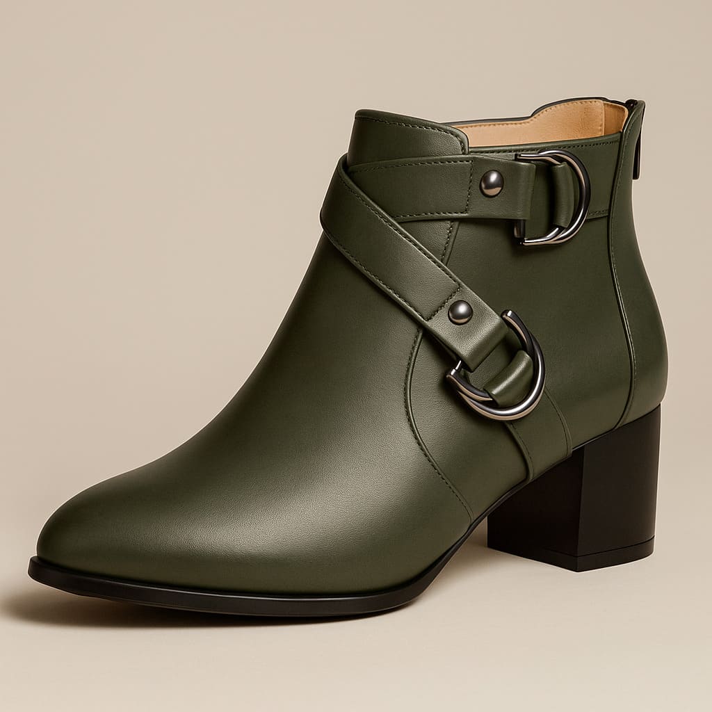 Women's Buckle Strap Block Heel Ankle Orthopedic Boots™ – Elegante Unterstützung für ganztägigen Komfort