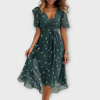 Women's Stylish Spring Wrap Midi Dress™ – Eleganter Frühlingslook mit femininer Wickeloptik