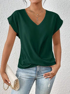 Women's Tummy-Tucking Draped V-Neck Top™ – Elegante Silhouette für den ganzen Tag