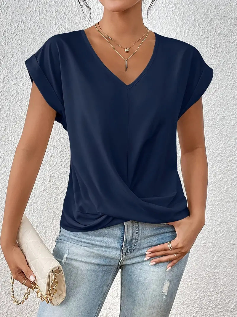 Women's Tummy-Tucking Draped V-Neck Top™ – Elegante Silhouette für den ganzen Tag