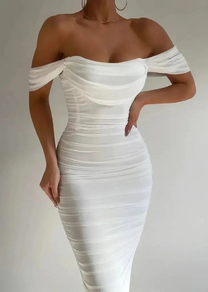 Soft Draped Spring Midi Dress™ – Elegante Weichheit für den perfekten Frühlingsauftritt